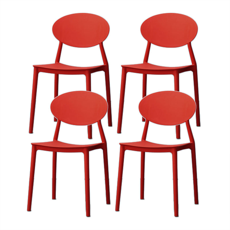 Nordic Chairs Dining Armless Chairs for Kitchen with Plastic Legs Red 4 Piece Set Clearhalo 'Dining Chairs' 'Dining Tables & Seating' 'dining_chair' 'furn' 'furn_dining_chair' 'Furniture' 'furniture_dining_chair' 'Kitchen & Dining Furniture' 4911874