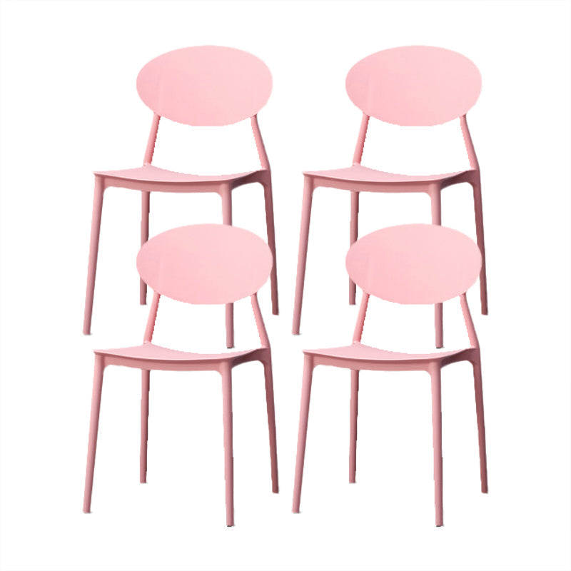 Nordic Chairs Dining Armless Chairs for Kitchen with Plastic Legs Pink 4 Piece Set Clearhalo 'Dining Chairs' 'Dining Tables & Seating' 'dining_chair' 'furn' 'furn_dining_chair' 'Furniture' 'furniture_dining_chair' 'Kitchen & Dining Furniture' 4911876