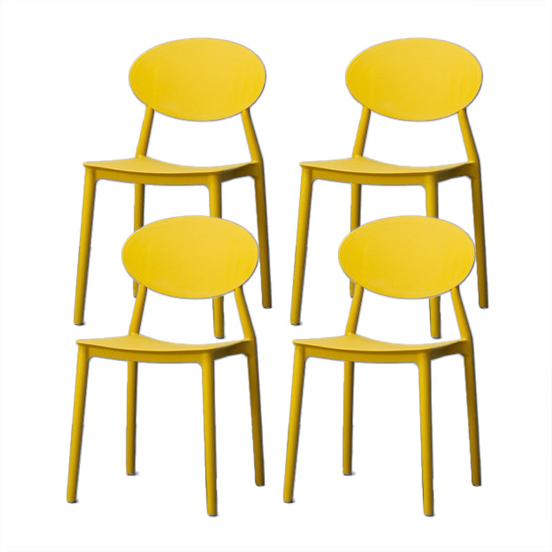 Nordic Chairs Dining Armless Chairs for Kitchen with Plastic Legs Yellow 4 Piece Set Clearhalo 'Dining Chairs' 'Dining Tables & Seating' 'dining_chair' 'furn' 'furn_dining_chair' 'Furniture' 'furniture_dining_chair' 'Kitchen & Dining Furniture' 4911878