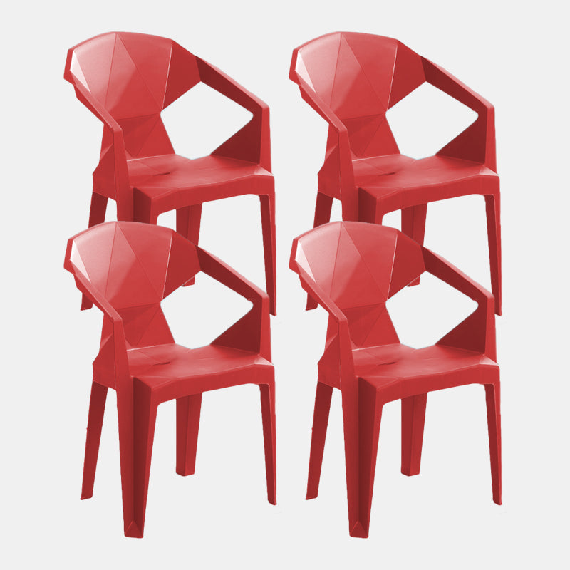 Nordic Chairs Dining Arm Chairs for Kitchen with Plastic Legs Red 4 Piece Set Clearhalo 'Dining Chairs' 'Dining Tables & Seating' 'dining_chair' 'furn' 'furn_dining_chair' 'Furniture' 'furniture_dining_chair' 'Kitchen & Dining Furniture' 4911889
