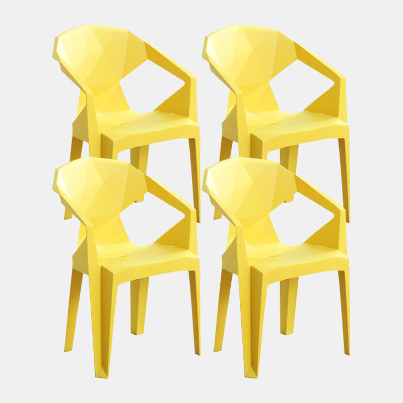 Nordic Chairs Dining Arm Chairs for Kitchen with Plastic Legs Yellow 4 Piece Set Clearhalo 'Dining Chairs' 'Dining Tables & Seating' 'dining_chair' 'furn' 'furn_dining_chair' 'Furniture' 'furniture_dining_chair' 'Kitchen & Dining Furniture' 4911892