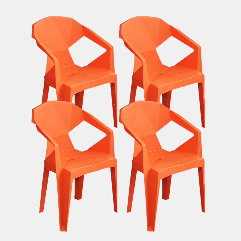 Nordic Chairs Dining Arm Chairs for Kitchen with Plastic Legs Orange 4 Piece Set Clearhalo 'Dining Chairs' 'Dining Tables & Seating' 'dining_chair' 'furn' 'furn_dining_chair' 'Furniture' 'furniture_dining_chair' 'Kitchen & Dining Furniture' 4911903