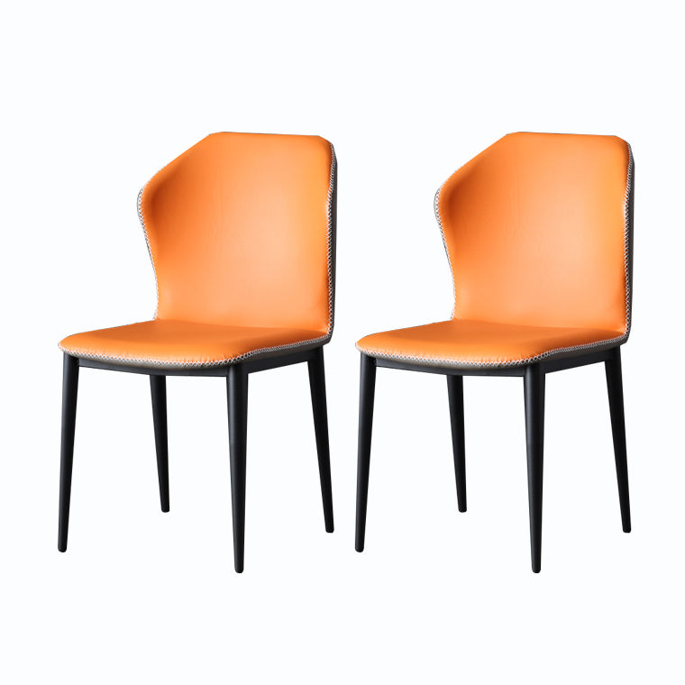 Modern Design Faux Leather Side Chairs Wingback Armless Dining Chair Orange 2 Piece Set Clearhalo 'Dining Chairs' 'Dining Tables & Seating' 'dining_chair' 'furn' 'furn_dining_chair' 'Furniture' 'furniture_dining_chair' 'Kitchen & Dining Furniture' 4911912