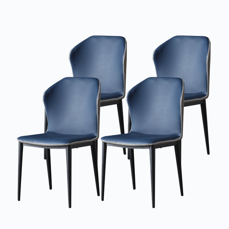 Modern Design Faux Leather Side Chairs Wingback Armless Dining Chair Blue 4 Piece Set Clearhalo 'Dining Chairs' 'Dining Tables & Seating' 'dining_chair' 'furn' 'furn_dining_chair' 'Furniture' 'furniture_dining_chair' 'Kitchen & Dining Furniture' 4911918