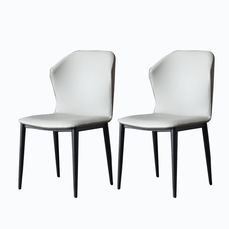 Modern Design Faux Leather Side Chairs Wingback Armless Dining Chair Light Gray 2 Piece Set Clearhalo 'Dining Chairs' 'Dining Tables & Seating' 'dining_chair' 'furn' 'furn_dining_chair' 'Furniture' 'furniture_dining_chair' 'Kitchen & Dining Furniture' 4911919