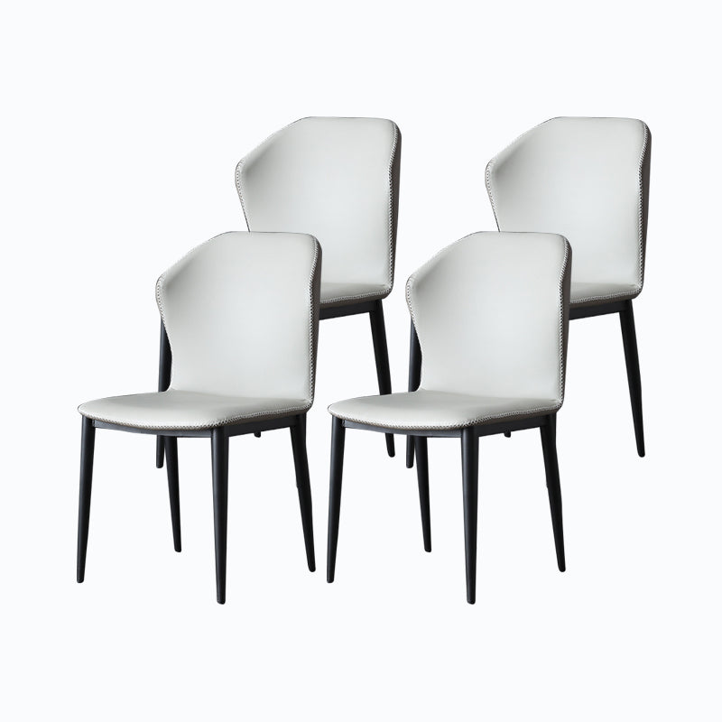 Modern Design Faux Leather Side Chairs Wingback Armless Dining Chair Light Gray 4 Piece Set Clearhalo 'Dining Chairs' 'Dining Tables & Seating' 'dining_chair' 'furn' 'furn_dining_chair' 'Furniture' 'furniture_dining_chair' 'Kitchen & Dining Furniture' 4911921