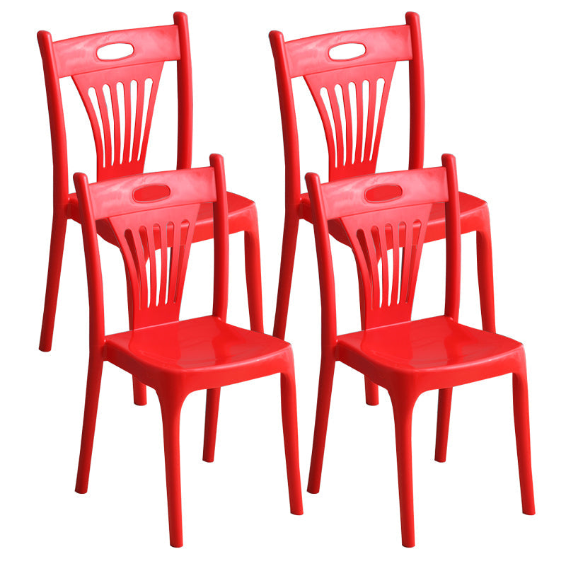 Nordic Style Chairs Dining Armless Chairs for Kitchen with Plastic Legs Red 4 Piece Set Clearhalo 'Dining Chairs' 'Dining Tables & Seating' 'dining_chair' 'furn' 'furn_dining_chair' 'Furniture' 'furniture_dining_chair' 'Kitchen & Dining Furniture' 4911928