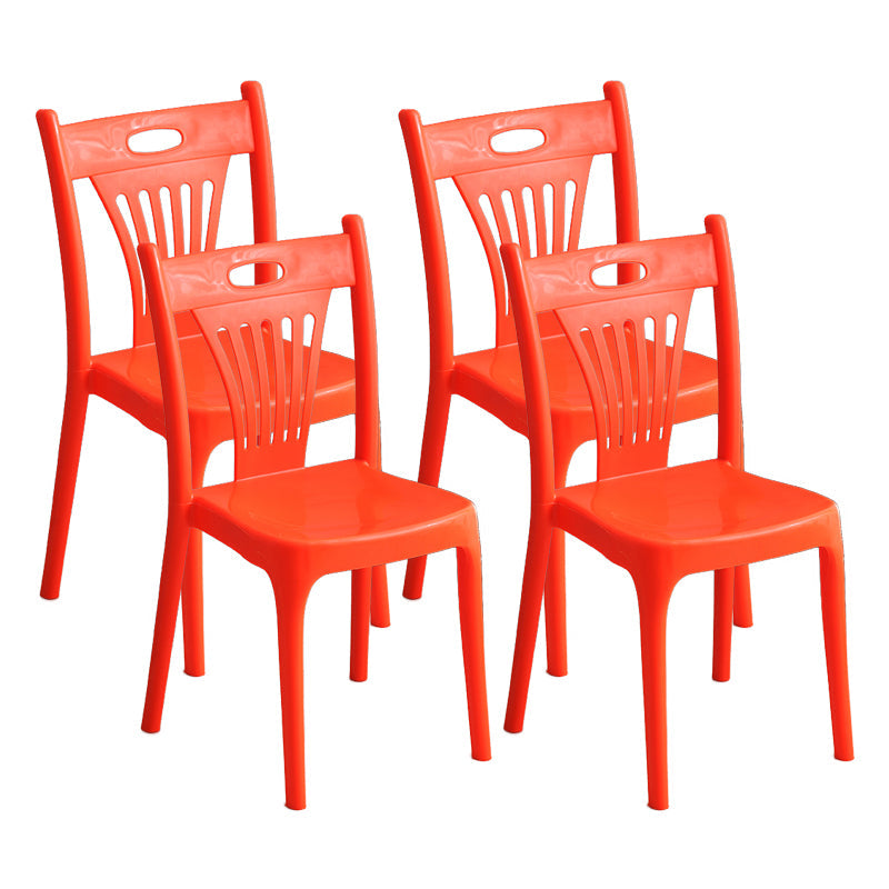 Nordic Style Chairs Dining Armless Chairs for Kitchen with Plastic Legs Orange 4 Piece Set Clearhalo 'Dining Chairs' 'Dining Tables & Seating' 'dining_chair' 'furn' 'furn_dining_chair' 'Furniture' 'furniture_dining_chair' 'Kitchen & Dining Furniture' 4911931
