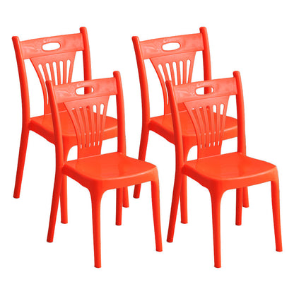 Nordic Style Chairs Dining Armless Chairs for Kitchen with Plastic Legs Orange 4 Piece Set Clearhalo 'Dining Chairs' 'Dining Tables & Seating' 'dining_chair' 'furn' 'furn_dining_chair' 'Furniture' 'furniture_dining_chair' 'Kitchen & Dining Furniture' 4911931