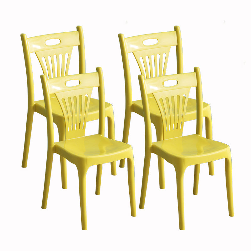 Nordic Style Chairs Dining Armless Chairs for Kitchen with Plastic Legs Lemon Yellow 4 Piece Set Clearhalo 'Dining Chairs' 'Dining Tables & Seating' 'dining_chair' 'furn' 'furn_dining_chair' 'Furniture' 'furniture_dining_chair' 'Kitchen & Dining Furniture' 4911940