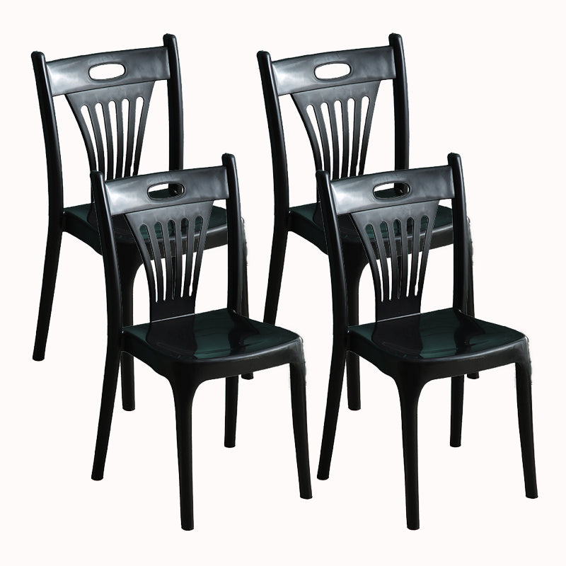Nordic Style Chairs Dining Armless Chairs for Kitchen with Plastic Legs Black 4 Piece Set Clearhalo 'Dining Chairs' 'Dining Tables & Seating' 'dining_chair' 'furn' 'furn_dining_chair' 'Furniture' 'furniture_dining_chair' 'Kitchen & Dining Furniture' 4911941