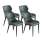 Contemporary Style Arm Wingback Side Chairs Faux Leather Side Chair Blackish Green 4 Piece Set Clearhalo 'Dining Chairs' 'Dining Tables & Seating' 'dining_chair' 'furn' 'furn_dining_chair' 'Furniture' 'furniture_dining_chair' 'Kitchen & Dining Furniture' 4911947