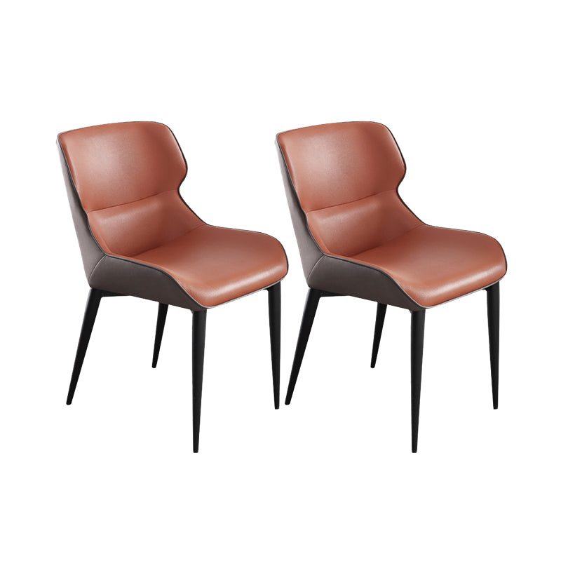 Contemporary Style Arm Wingback Side Chairs Faux Leather Side Chair Orange 2 Piece Set Clearhalo 'Dining Chairs' 'Dining Tables & Seating' 'dining_chair' 'furn' 'furn_dining_chair' 'Furniture' 'furniture_dining_chair' 'Kitchen & Dining Furniture' 4911953