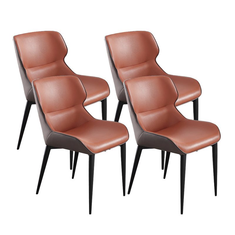 Contemporary Style Arm Wingback Side Chairs Faux Leather Side Chair Orange 4 Piece Set Clearhalo 'Dining Chairs' 'Dining Tables & Seating' 'dining_chair' 'furn' 'furn_dining_chair' 'Furniture' 'furniture_dining_chair' 'Kitchen & Dining Furniture' 4911955
