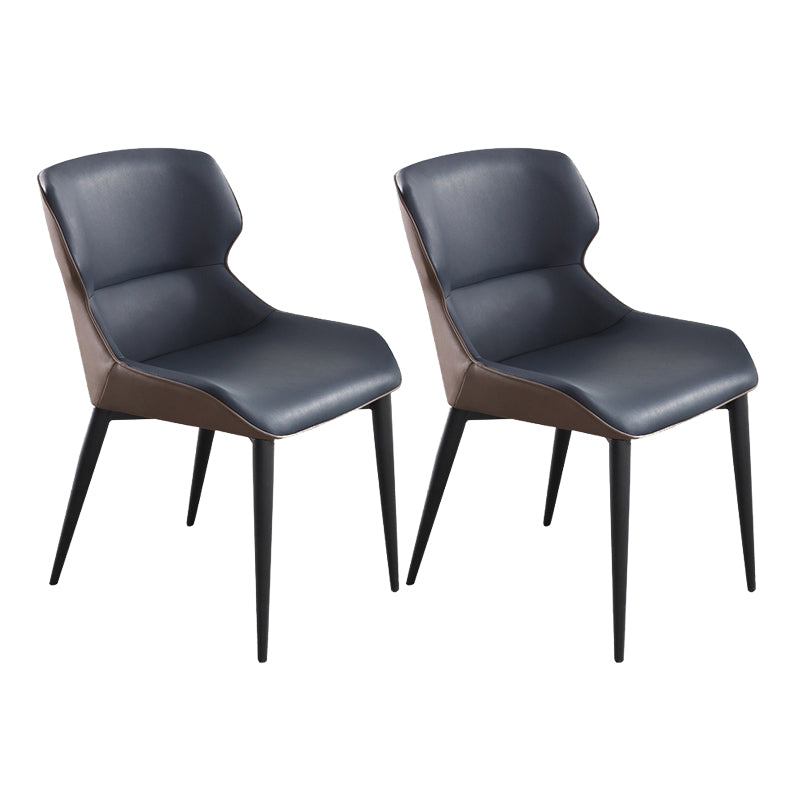Contemporary Style Arm Wingback Side Chairs Faux Leather Side Chair Dark Blue 2 Piece Set Clearhalo 'Dining Chairs' 'Dining Tables & Seating' 'dining_chair' 'furn' 'furn_dining_chair' 'Furniture' 'furniture_dining_chair' 'Kitchen & Dining Furniture' 4911957