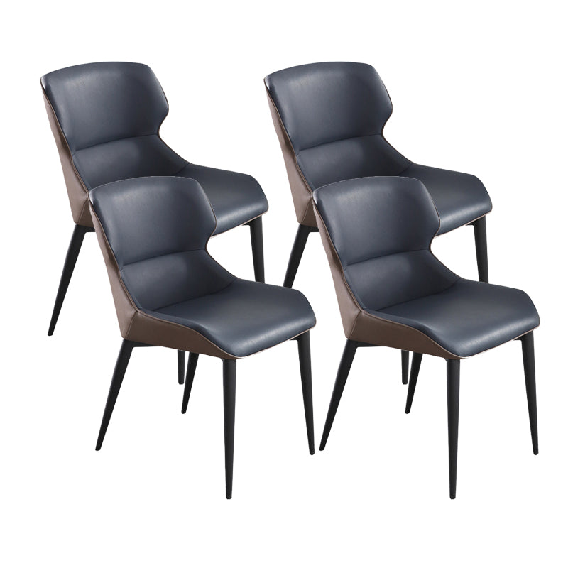 Contemporary Style Arm Wingback Side Chairs Faux Leather Side Chair Dark Blue 4 Piece Set Clearhalo 'Dining Chairs' 'Dining Tables & Seating' 'dining_chair' 'furn' 'furn_dining_chair' 'Furniture' 'furniture_dining_chair' 'Kitchen & Dining Furniture' 4911959