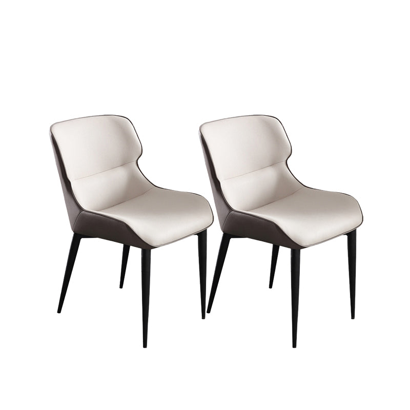 Contemporary Style Arm Wingback Side Chairs Faux Leather Side Chair Brown-Grey 2 Piece Set Clearhalo 'Dining Chairs' 'Dining Tables & Seating' 'dining_chair' 'furn' 'furn_dining_chair' 'Furniture' 'furniture_dining_chair' 'Kitchen & Dining Furniture' 4911961
