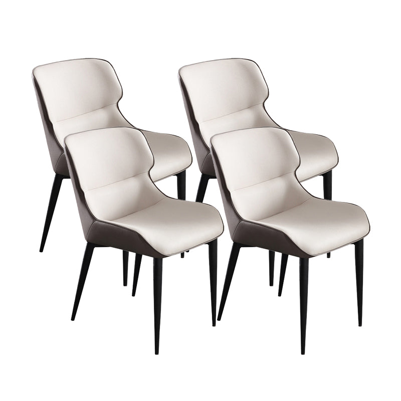 Contemporary Style Arm Wingback Side Chairs Faux Leather Side Chair Brown-Grey 4 Piece Set Clearhalo 'Dining Chairs' 'Dining Tables & Seating' 'dining_chair' 'furn' 'furn_dining_chair' 'Furniture' 'furniture_dining_chair' 'Kitchen & Dining Furniture' 4911963