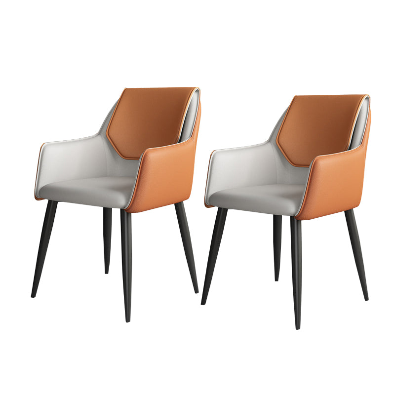 Modern Design Arm Solid Back Side Chairs Leather Dining Side Chair Light Brown 2 Piece Set Clearhalo 'Dining Chairs' 'Dining Tables & Seating' 'dining_chair' 'furn' 'furn_dining_chair' 'Furniture' 'furniture_dining_chair' 'Kitchen & Dining Furniture' 4911970
