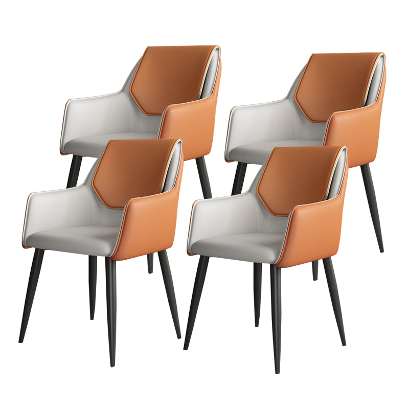 Modern Design Arm Solid Back Side Chairs Leather Dining Side Chair Light Brown 4 Piece Set Clearhalo 'Dining Chairs' 'Dining Tables & Seating' 'dining_chair' 'furn' 'furn_dining_chair' 'Furniture' 'furniture_dining_chair' 'Kitchen & Dining Furniture' 4911971