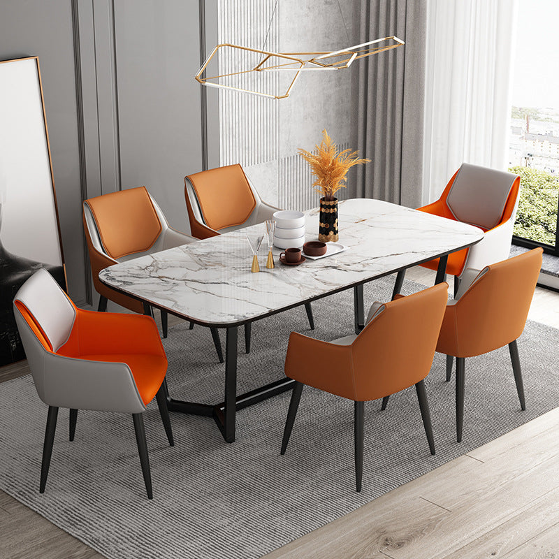 Modern Design Arm Solid Back Side Chairs Leather Dining Side Chair Clearhalo 'Dining Chairs' 'Dining Tables & Seating' 'dining_chair' 'furn' 'furn_dining_chair' 'Furniture' 'furniture_dining_chair' 'Kitchen & Dining Furniture' 4911972