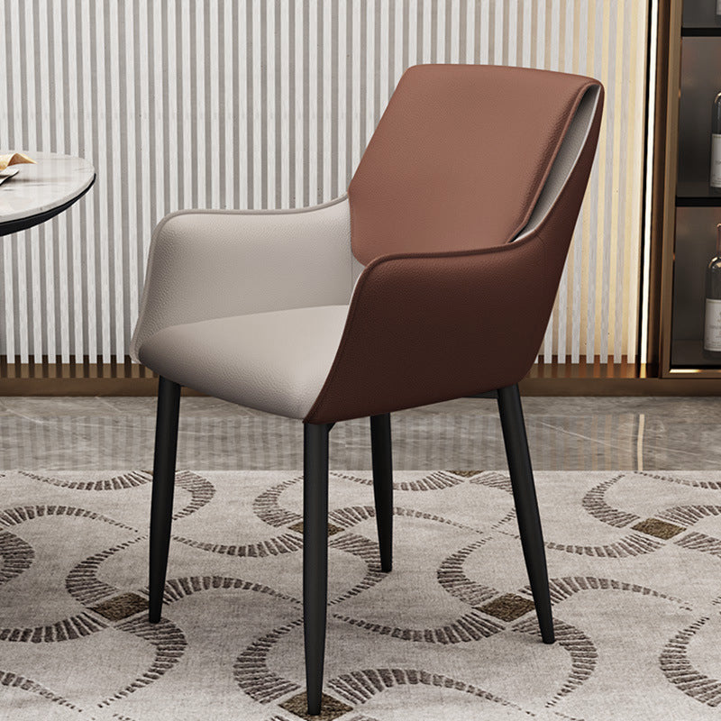 Modern Design Arm Solid Back Side Chairs Leather Dining Side Chair Dark Brown 1 Piece Clearhalo 'Dining Chairs' 'Dining Tables & Seating' 'dining_chair' 'furn' 'furn_dining_chair' 'Furniture' 'furniture_dining_chair' 'Kitchen & Dining Furniture' 4911975