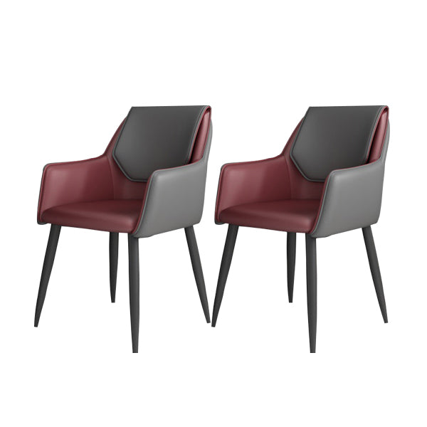 Modern Design Arm Solid Back Side Chairs Leather Dining Side Chair Dark Gray-White 2 Piece Set Clearhalo 'Dining Chairs' 'Dining Tables & Seating' 'dining_chair' 'furn' 'furn_dining_chair' 'Furniture' 'furniture_dining_chair' 'Kitchen & Dining Furniture' 4911978