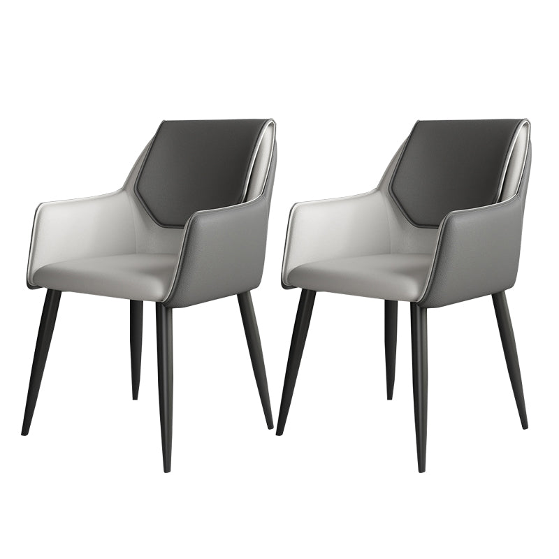 Modern Design Arm Solid Back Side Chairs Leather Dining Side Chair Dark Gray 2 Piece Set Clearhalo 'Dining Chairs' 'Dining Tables & Seating' 'dining_chair' 'furn' 'furn_dining_chair' 'Furniture' 'furniture_dining_chair' 'Kitchen & Dining Furniture' 4911981