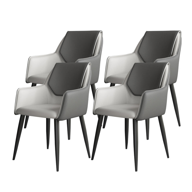 Modern Design Arm Solid Back Side Chairs Leather Dining Side Chair Dark Gray 4 Piece Set Clearhalo 'Dining Chairs' 'Dining Tables & Seating' 'dining_chair' 'furn' 'furn_dining_chair' 'Furniture' 'furniture_dining_chair' 'Kitchen & Dining Furniture' 4911983