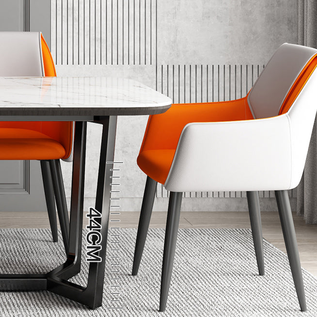 Modern Design Arm Solid Back Side Chairs Leather Dining Side Chair Clearhalo 'Dining Chairs' 'Dining Tables & Seating' 'dining_chair' 'furn' 'furn_dining_chair' 'Furniture' 'furniture_dining_chair' 'Kitchen & Dining Furniture' 4911984