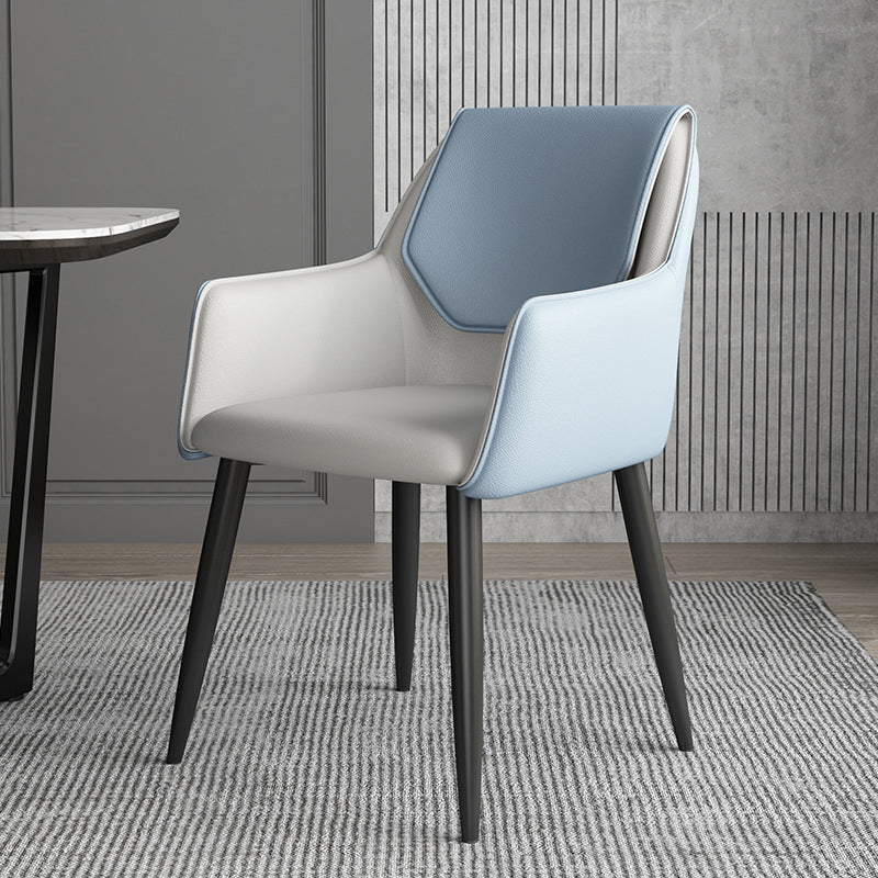 Modern Design Arm Solid Back Side Chairs Leather Dining Side Chair Light Blue 1 Piece Clearhalo 'Dining Chairs' 'Dining Tables & Seating' 'dining_chair' 'furn' 'furn_dining_chair' 'Furniture' 'furniture_dining_chair' 'Kitchen & Dining Furniture' 4911991