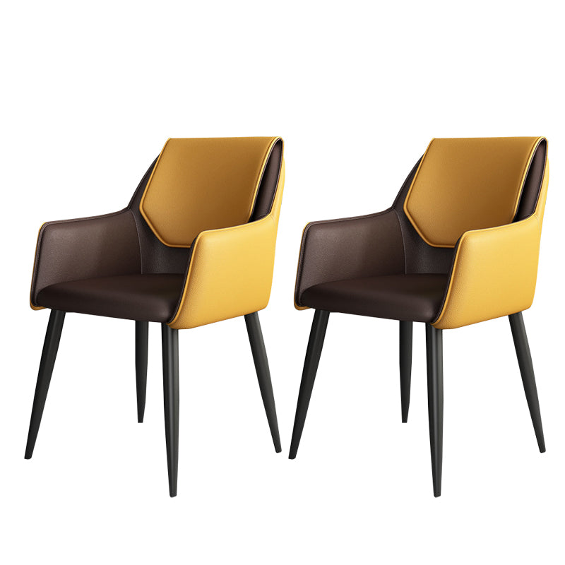 Modern Design Arm Solid Back Side Chairs Leather Dining Side Chair Dark Coffee 2 Piece Set Clearhalo 'Dining Chairs' 'Dining Tables & Seating' 'dining_chair' 'furn' 'furn_dining_chair' 'Furniture' 'furniture_dining_chair' 'Kitchen & Dining Furniture' 4911993