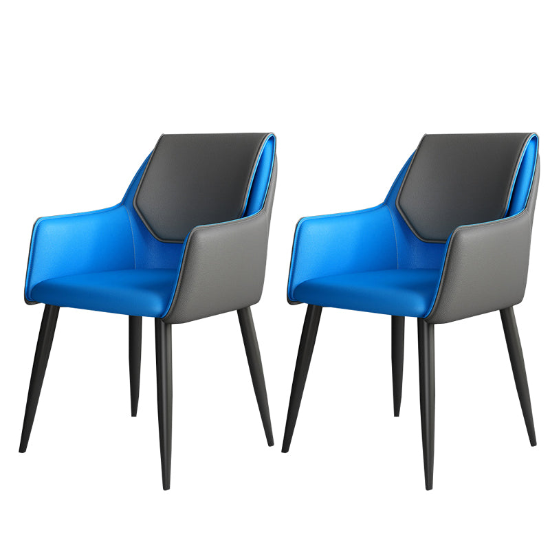 Modern Design Arm Solid Back Side Chairs Leather Dining Side Chair Dark Blue 2 Piece Set Clearhalo 'Dining Chairs' 'Dining Tables & Seating' 'dining_chair' 'furn' 'furn_dining_chair' 'Furniture' 'furniture_dining_chair' 'Kitchen & Dining Furniture' 4911997