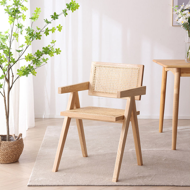 Modern Design Wicker Dining Chairs for Home Arm Open Back Side Chairs Wood 1 Piece Clearhalo 'Dining Chairs' 'Dining Tables & Seating' 'dining_chair' 'furn' 'furn_dining_chair' 'Furniture' 'furniture_dining_chair' 'Kitchen & Dining Furniture' 4912001