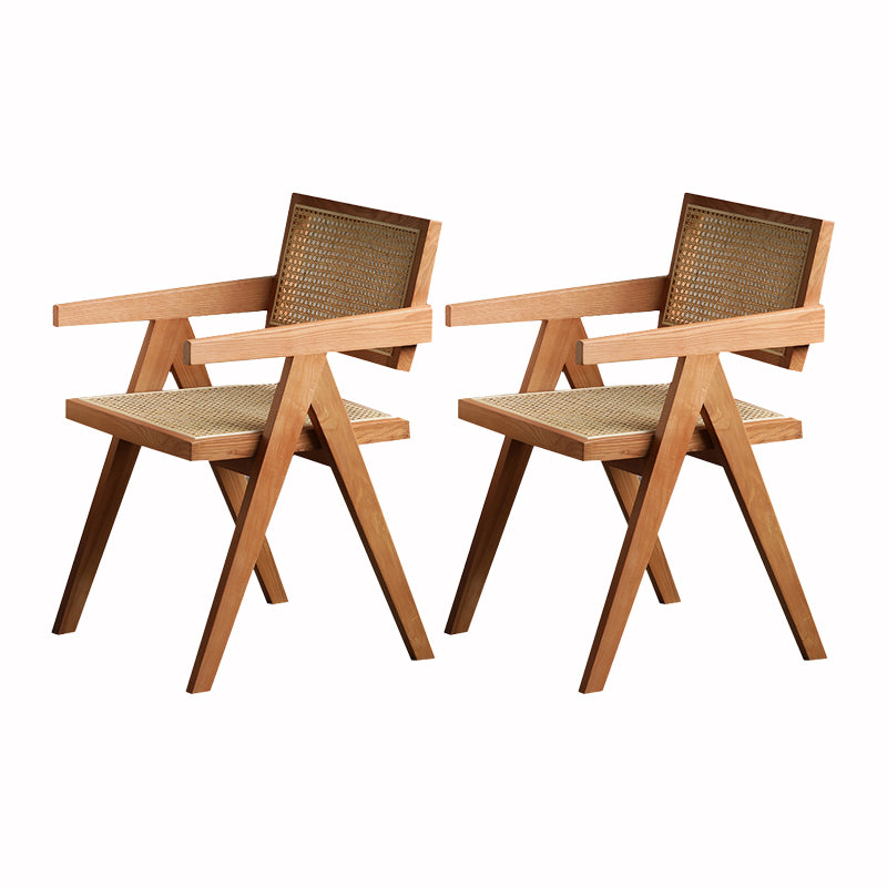 Modern Design Wicker Dining Chairs for Home Arm Open Back Side Chairs Red Brown 2 Piece Set Clearhalo 'Dining Chairs' 'Dining Tables & Seating' 'dining_chair' 'furn' 'furn_dining_chair' 'Furniture' 'furniture_dining_chair' 'Kitchen & Dining Furniture' 4912005