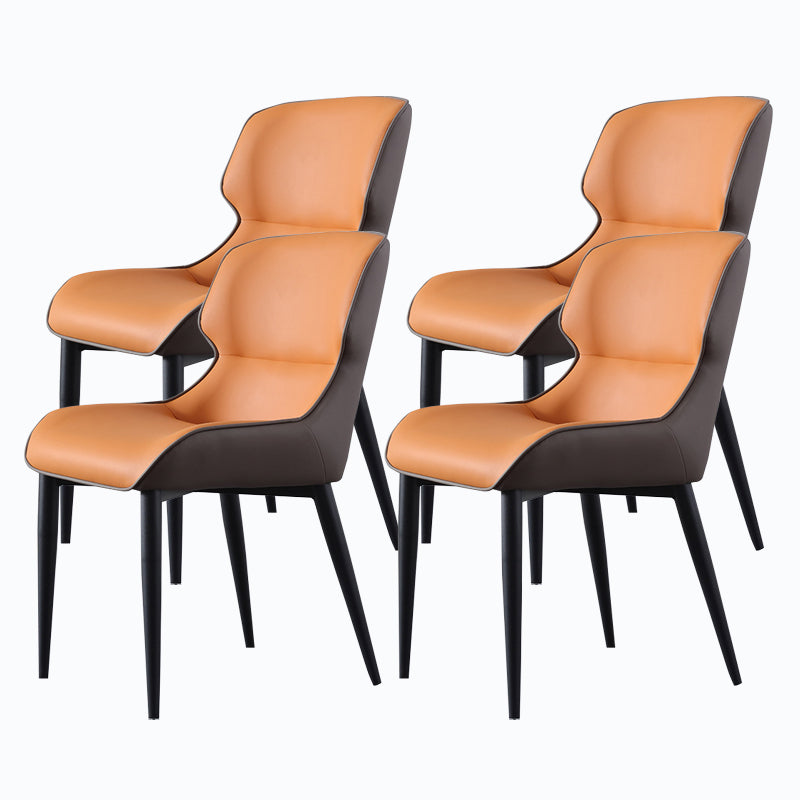 Industrial Chairs Dining Arm Chair for Kitchen with Metal Legs Orange 4 Piece Set Clearhalo 'Dining Chairs' 'Dining Tables & Seating' 'dining_chair' 'furn' 'furn_dining_chair' 'Furniture' 'furniture_dining_chair' 'Kitchen & Dining Furniture' 4912024