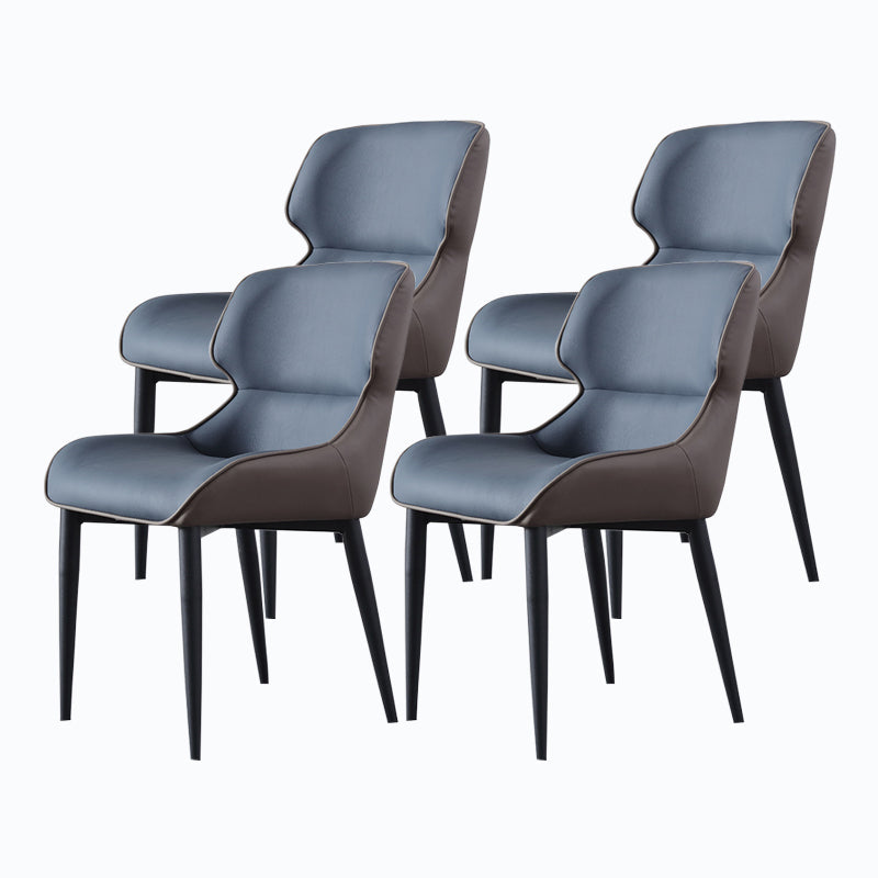 Industrial Chairs Dining Arm Chair for Kitchen with Metal Legs Blue 4 Piece Set Clearhalo 'Dining Chairs' 'Dining Tables & Seating' 'dining_chair' 'furn' 'furn_dining_chair' 'Furniture' 'furniture_dining_chair' 'Kitchen & Dining Furniture' 4912030