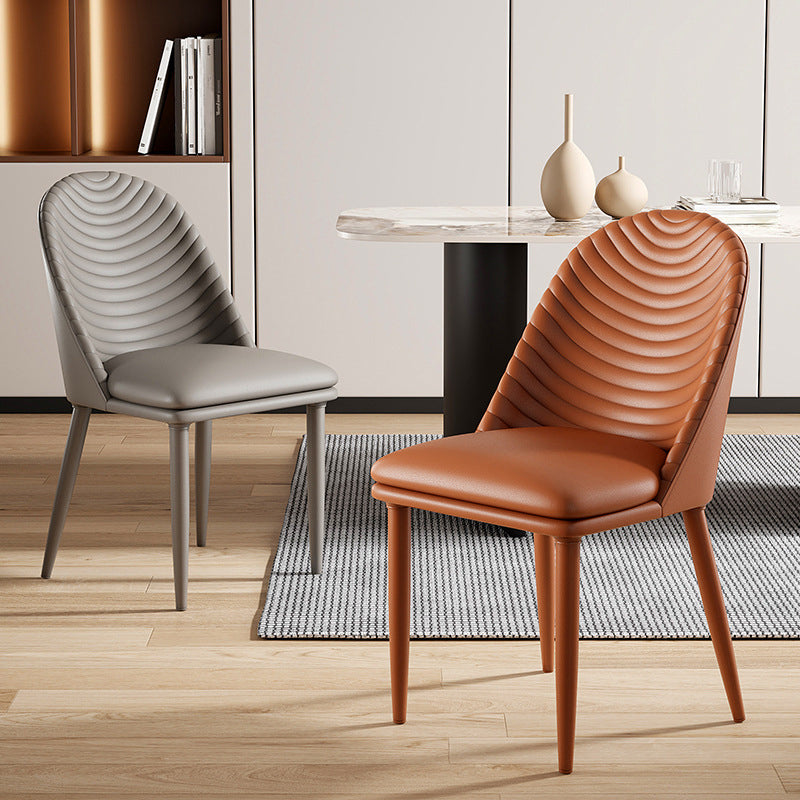 Minimalist Armless Solid Back Chair Leather Dining Side Chair Clearhalo 'Dining Chairs' 'Dining Tables & Seating' 'dining_chair' 'furn' 'furn_dining_chair' 'Furniture' 'furniture_dining_chair' 'Kitchen & Dining Furniture' 4912040