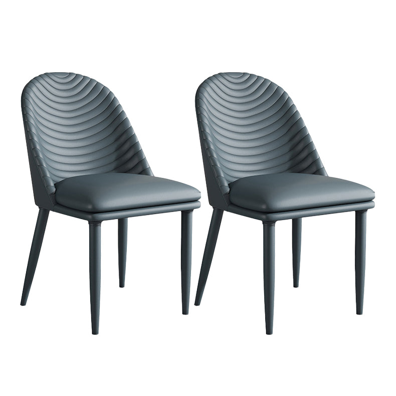 Minimalist Armless Solid Back Chair Leather Dining Side Chair Gray Blue 2 Piece Set Clearhalo 'Dining Chairs' 'Dining Tables & Seating' 'dining_chair' 'furn' 'furn_dining_chair' 'Furniture' 'furniture_dining_chair' 'Kitchen & Dining Furniture' 4912041