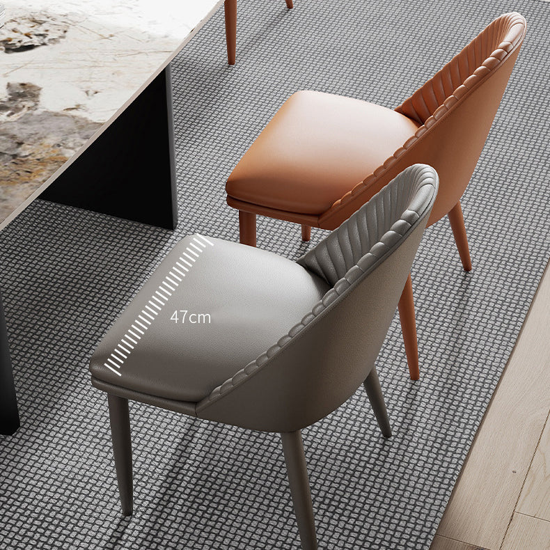 Minimalist Armless Solid Back Chair Leather Dining Side Chair Clearhalo 'Dining Chairs' 'Dining Tables & Seating' 'dining_chair' 'furn' 'furn_dining_chair' 'Furniture' 'furniture_dining_chair' 'Kitchen & Dining Furniture' 4912053