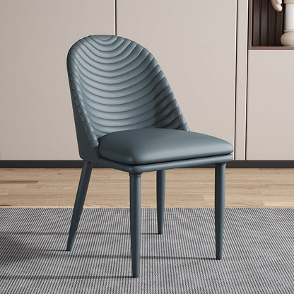 Minimalist Armless Solid Back Chair Leather Dining Side Chair Gray Blue 1 Piece Clearhalo 'Dining Chairs' 'Dining Tables & Seating' 'dining_chair' 'furn' 'furn_dining_chair' 'Furniture' 'furniture_dining_chair' 'Kitchen & Dining Furniture' 4912055