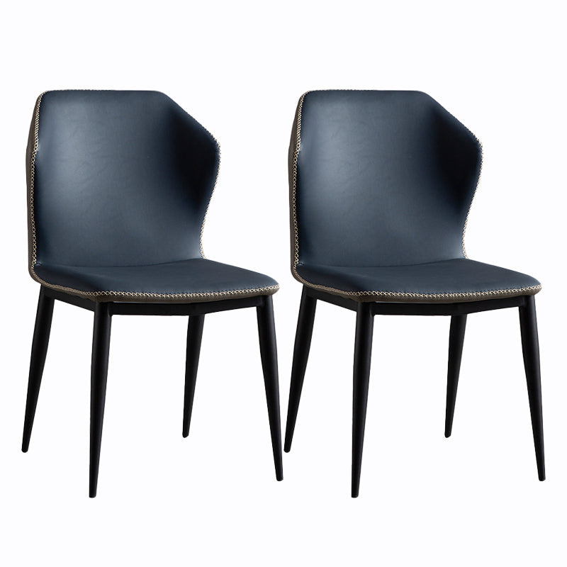 Modern Style Chairs Dining Armless Chair for Kitchen with Metal Legs Blue 2 Piece Set Clearhalo 'Dining Chairs' 'Dining Tables & Seating' 'dining_chair' 'furn' 'furn_dining_chair' 'Furniture' 'furniture_dining_chair' 'Kitchen & Dining Furniture' 4912060