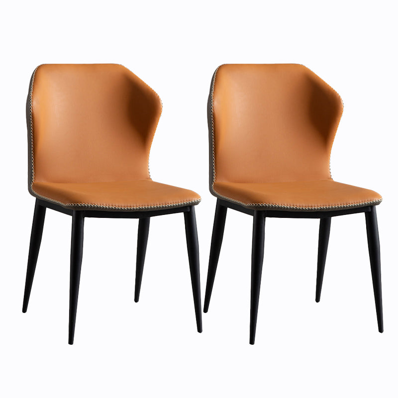 Modern Style Chairs Dining Armless Chair for Kitchen with Metal Legs Orange 2 Piece Set Clearhalo 'Dining Chairs' 'Dining Tables & Seating' 'dining_chair' 'furn' 'furn_dining_chair' 'Furniture' 'furniture_dining_chair' 'Kitchen & Dining Furniture' 4912067