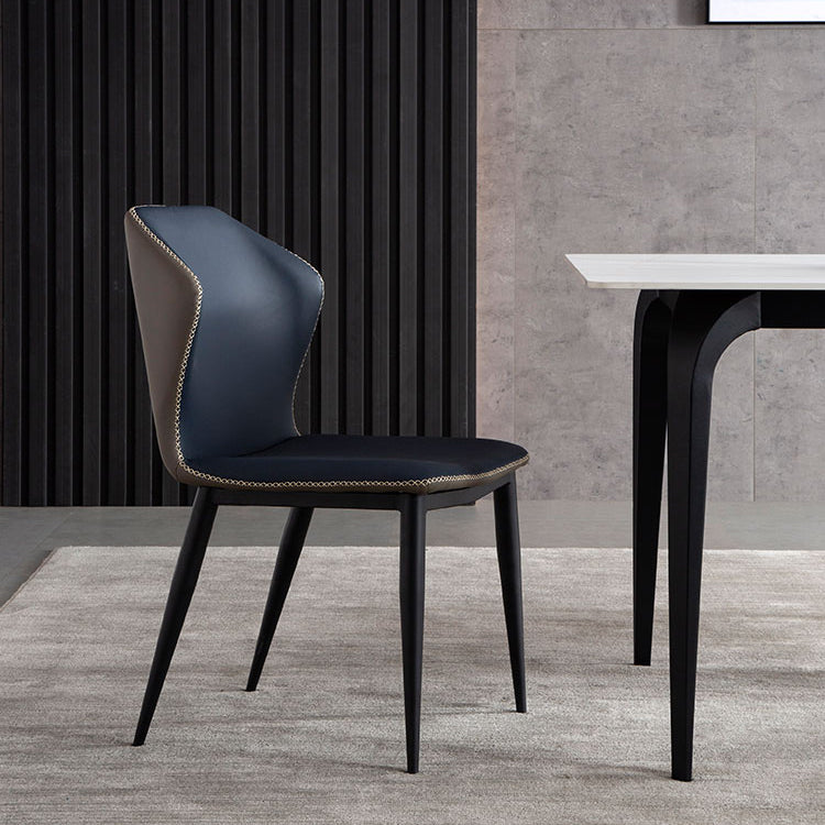 Modern Style Chairs Dining Armless Chair for Kitchen with Metal Legs Blue 1 Piece Clearhalo 'Dining Chairs' 'Dining Tables & Seating' 'dining_chair' 'furn' 'furn_dining_chair' 'Furniture' 'furniture_dining_chair' 'Kitchen & Dining Furniture' 4912074