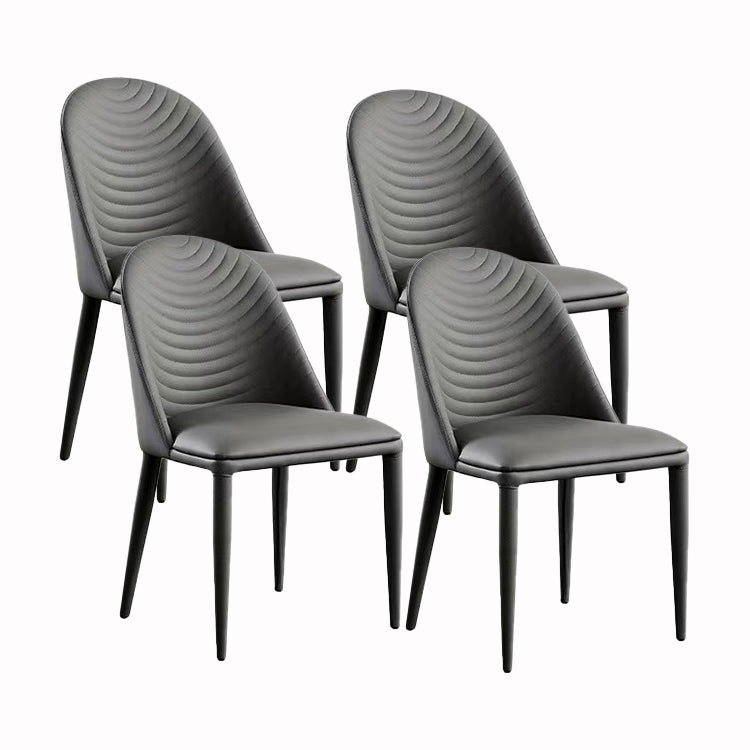 Modern Style Chair Dining Armless Chair for Kitchen with Metal Legs Dark Gray 4 Piece Set Clearhalo 'Dining Chairs' 'Dining Tables & Seating' 'dining_chair' 'furn' 'furn_dining_chair' 'Furniture' 'furniture_dining_chair' 'Kitchen & Dining Furniture' 4912081