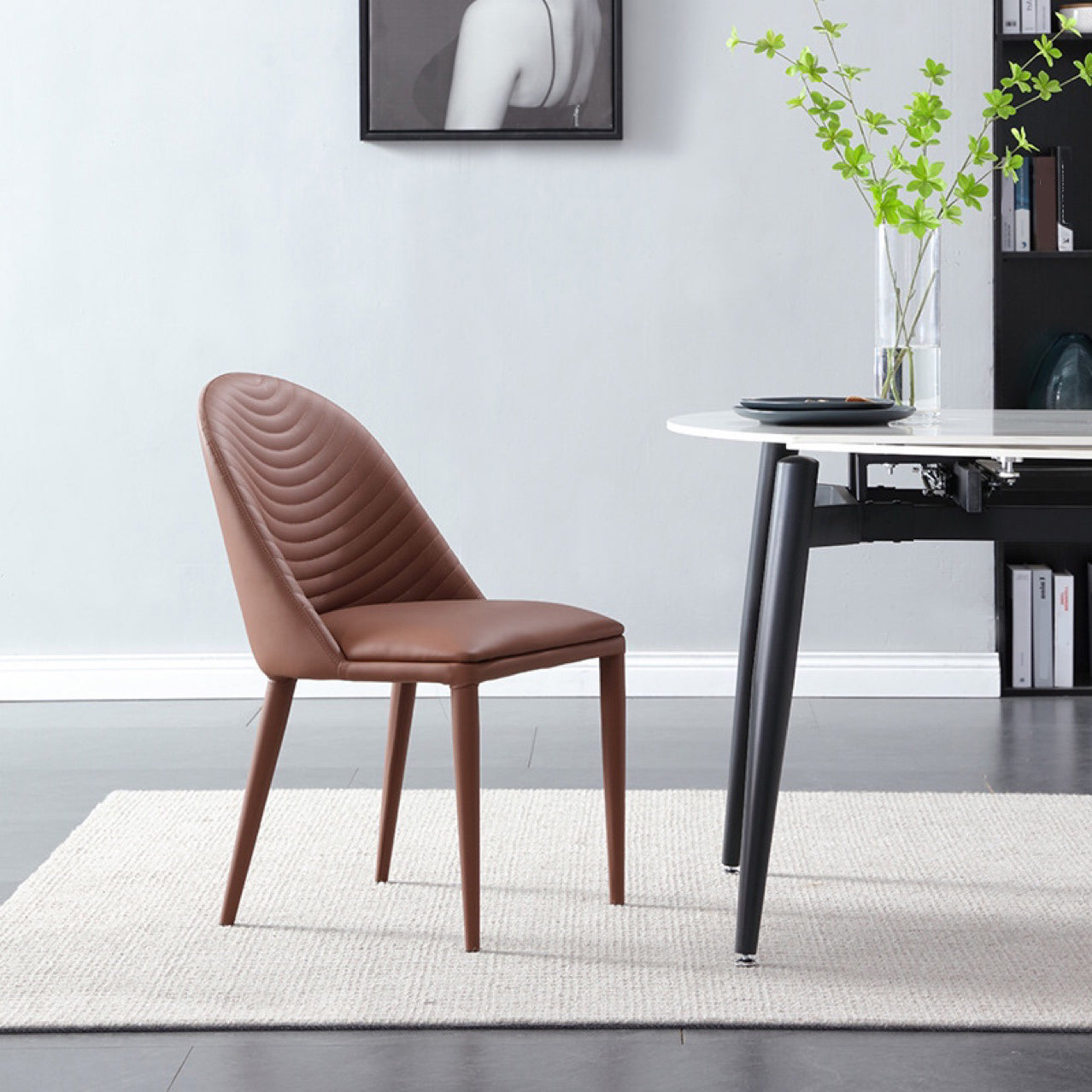 Modern Style Chair Dining Armless Chair for Kitchen with Metal Legs Brown 1 Piece Clearhalo 'Dining Chairs' 'Dining Tables & Seating' 'dining_chair' 'furn' 'furn_dining_chair' 'Furniture' 'furniture_dining_chair' 'Kitchen & Dining Furniture' 4912083