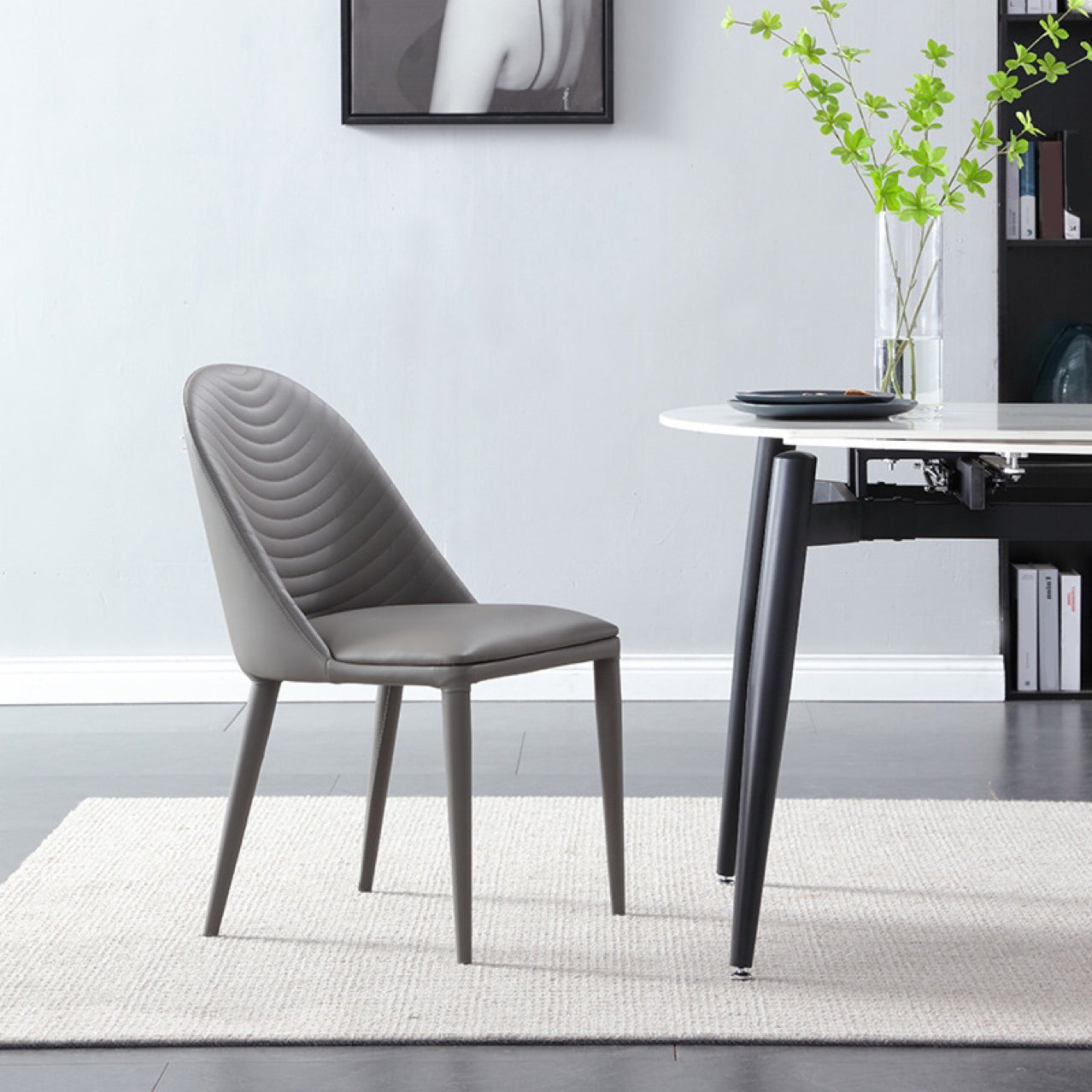 Modern Style Chair Dining Armless Chair for Kitchen with Metal Legs Dark Gray 1 Piece Clearhalo 'Dining Chairs' 'Dining Tables & Seating' 'dining_chair' 'furn' 'furn_dining_chair' 'Furniture' 'furniture_dining_chair' 'Kitchen & Dining Furniture' 4912085