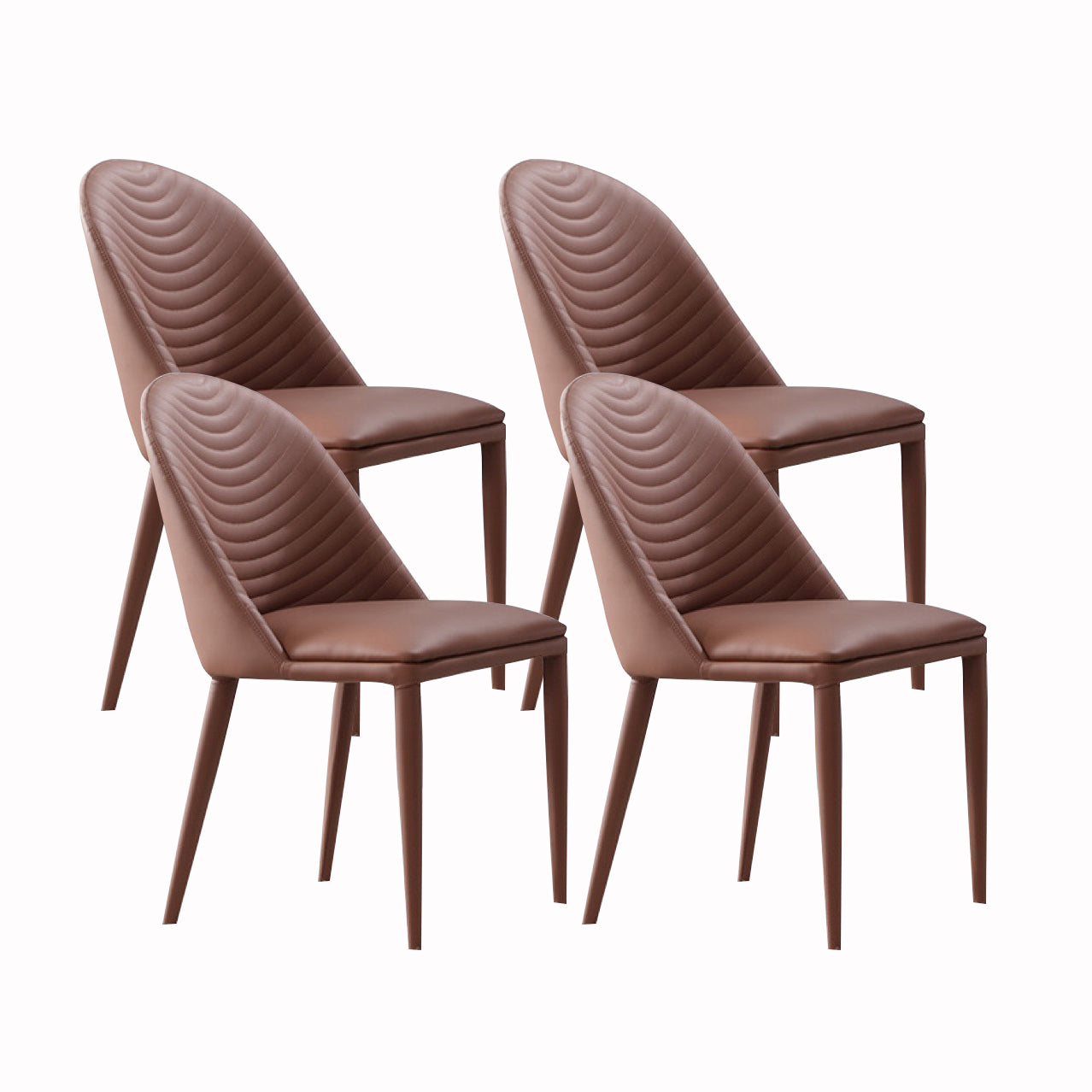 Modern Style Chair Dining Armless Chair for Kitchen with Metal Legs Brown 4 Piece Set Clearhalo 'Dining Chairs' 'Dining Tables & Seating' 'dining_chair' 'furn' 'furn_dining_chair' 'Furniture' 'furniture_dining_chair' 'Kitchen & Dining Furniture' 4912089