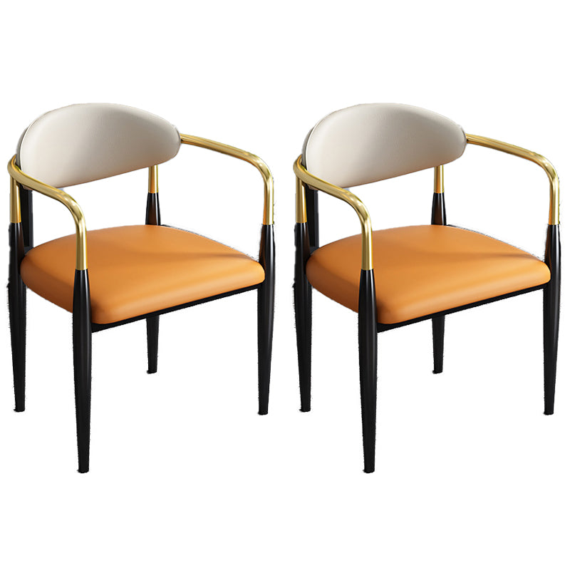 Industrial Open Back Chairs Dining Arm Chair for Kitchen with Metal Legs Orange 2 Piece Set Clearhalo 'Dining Chairs' 'Dining Tables & Seating' 'dining_chair' 'furn' 'furn_dining_chair' 'Furniture' 'furniture_dining_chair' 'Kitchen & Dining Furniture' 4912097