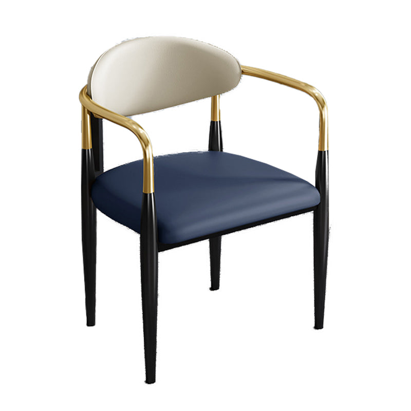 Industrial Open Back Chairs Dining Arm Chair for Kitchen with Metal Legs Blue 1 Piece Clearhalo 'Dining Chairs' 'Dining Tables & Seating' 'dining_chair' 'furn' 'furn_dining_chair' 'Furniture' 'furniture_dining_chair' 'Kitchen & Dining Furniture' 4912101